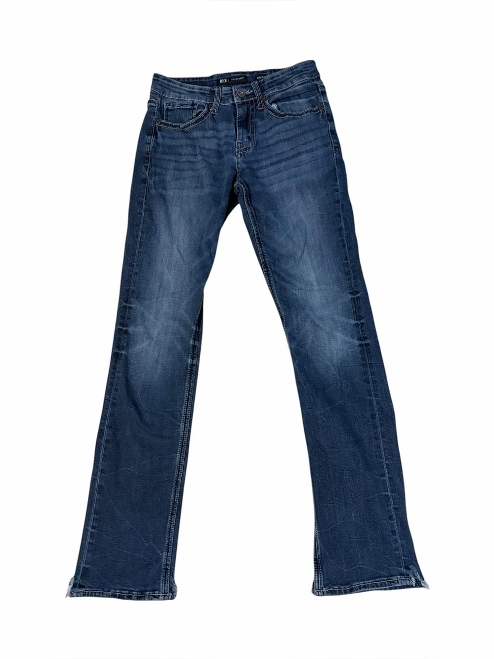 BKE Jake Straight Jeans Men’s 29x34 (29x32) Medium Wash Denim Distressed READ